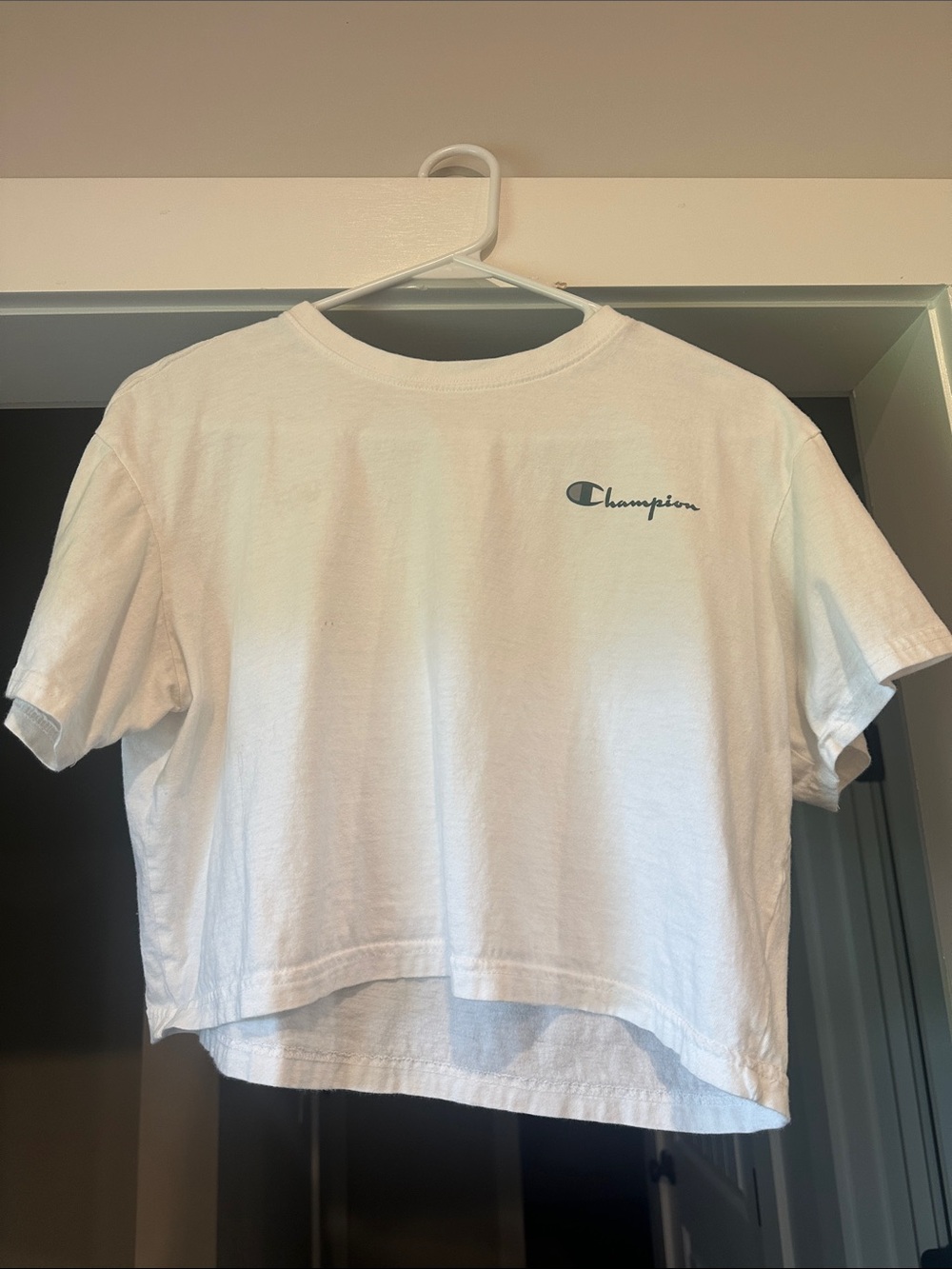 Champion White Cropped Logo Tee for Kids